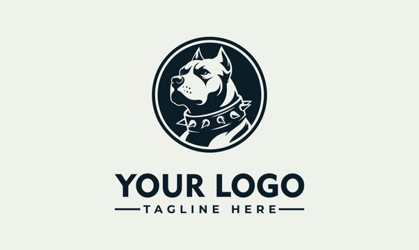 Angry pitbull dog mascot vector logo illustration on circle badge