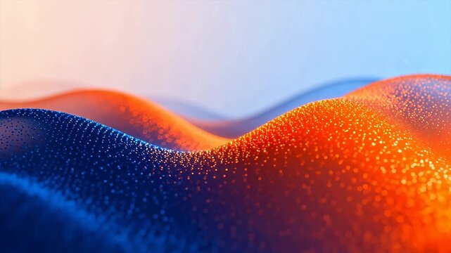 Abstract wave pattern with glowing dots