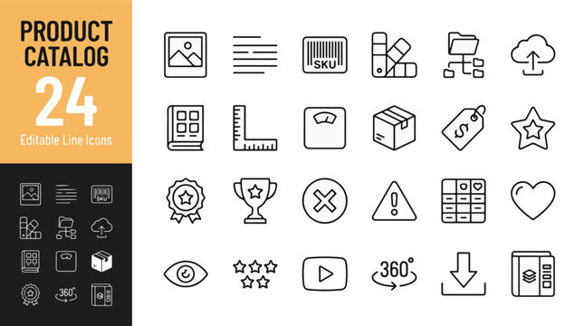 Professional Product Catalog Icons for E-commerce, SaaS, Shopify, Amazon FBA, Business Growth, Digital Marketing, Inventory Management, Brand Identity, UI Design, and Online Sales Strategy Pack.