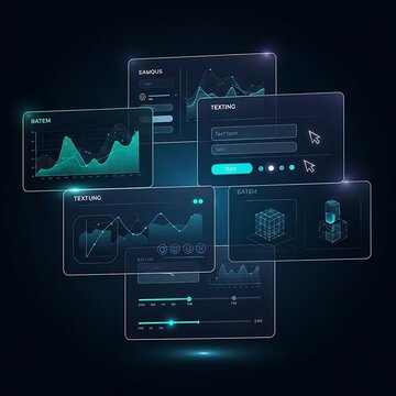 Modern digital analytics dashboard with data visualization charts.