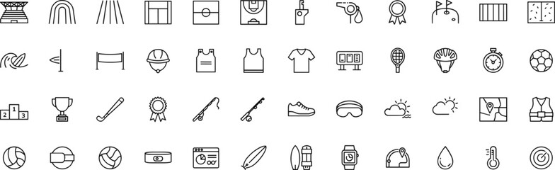 Collection of various sports icons and symbols on transparent background © Sourav