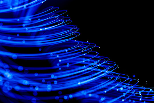 3D spiral fiber wave with blue orbital light paths