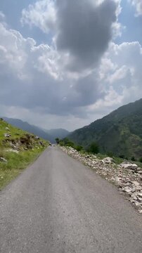 Scenic Mountain Road in Abbottabad Pakistan &ndash; Motorcycle Ride Forward Camera View