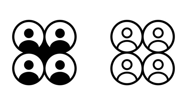 Inclusion and Exclusion Icons: A stark comparison of two group representations, one showing complete inclusion and the other highlighting exclusion through shadowed figures.