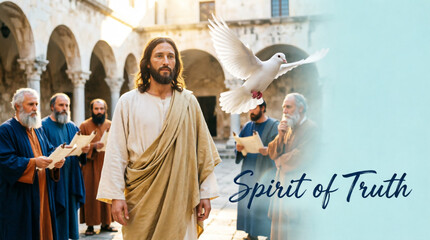 Fototapeta premium Jesus answers the Sanhedrin with grace, embodying divine wisdom and eternal truth revealed.