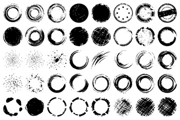 Fototapeta premium Abstract grunge circle textures collection with various artistic designs.