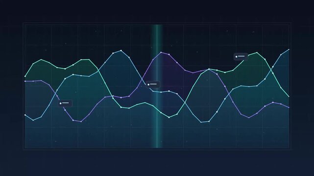 Animated graph with wavy lines on a dark background