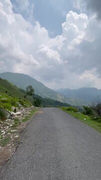 Scenic Mountain Drive in Abbottabad KPK Pakistan &ndash; Front View Motorcycle Journey