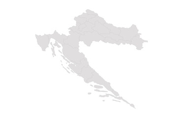Fototapeta premium Croatia map in light gray color with outline isolated on white background. Vector political European country map illustration in greyscale