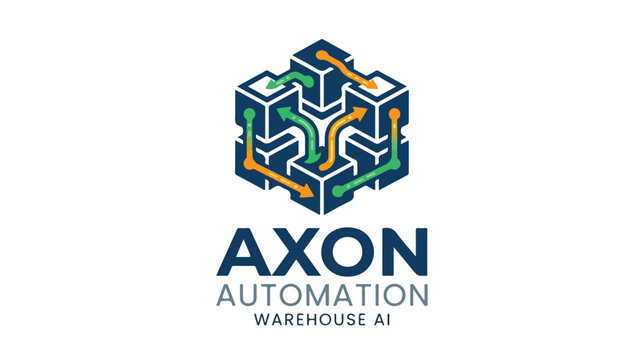 Axon Automation Warehouse AI company logo with isometric connected blocks.