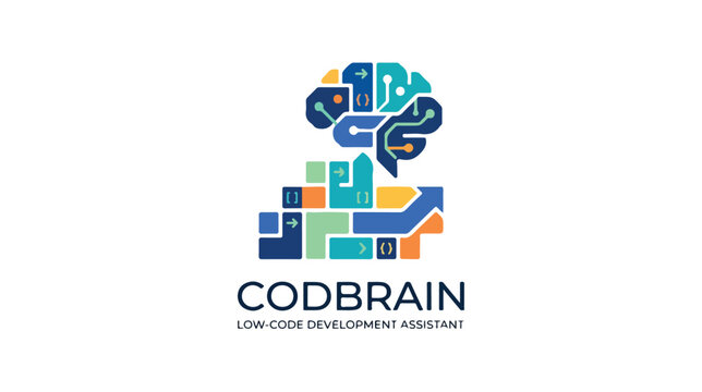 Codbrain logo design with artificial intelligence and software development concept.