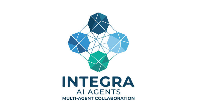 Integra AI Agents logo featuring a network of interconnected geometric shapes symbolizing multi agent collaboration.