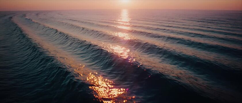 Aerial Ocean Waves at Sunset Video Storyboard Composite