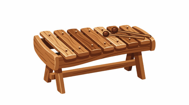 Wooden Toy Xylophone with Mallets on White Background