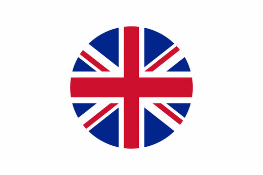 Circular union jack flag emblem on a clean white background, isolated on transparent background png