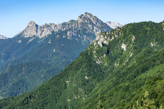 mountains of the Pasubio massif, path of 52 tunnels and memorial of the First World War