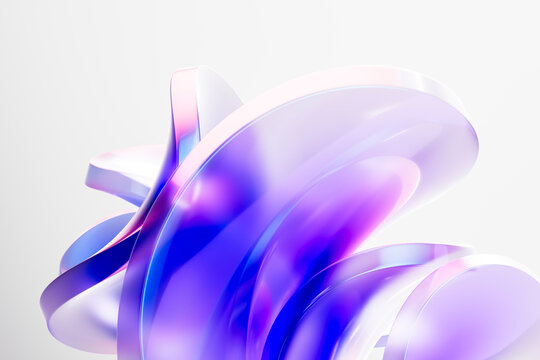 3D lavender glass wave with polished translucent curves