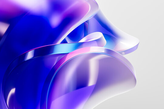 3D glossy glass detail with violet and cyan highlights