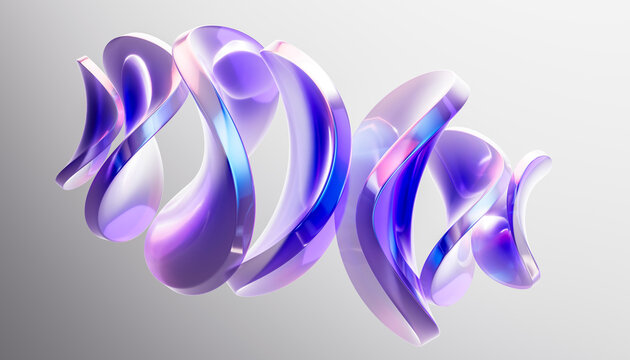 3D pastel ribbon loop with flowing glass curves