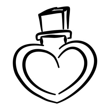 Halloween potion bottle heart handdrawn black ink doodle