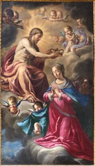 Fototapeten Jesus Christus LUCCA, ITALY - JUNE 24, 2026: The painting of Coronation of Virgin Mary in the church Chiesa della Santissima Trinita by Girolamo Scaglia from 17. cent.   © Renáta Sedmáková