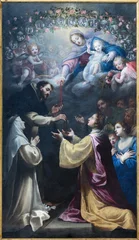 Fototapeten Jesus Christus PIETRASANTA, ITALY - JUNE 24, 2026: The painting of Madonna of Rosary with the St. Dominic and Catherine of Siena in the church Cattedrale di San Martino by Matteo Rosselli (1649).  © Renáta Sedmáková