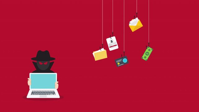 Phishing Attack Concept Showing Hacker Stealing Password Banking Data Email And Financial Information