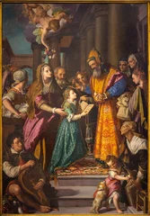 Fototapeten Jesus Christus LUCCA, ITALY - JUNE 24, 2026: The painting of Presentation of Virgin Mary in the Temple in the church Cattedrale di San Martino by Alessandro Allori (1598)  © Renáta Sedmáková
