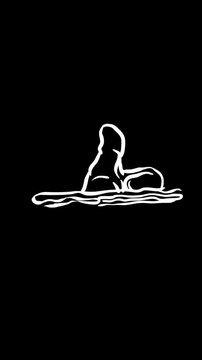A simple animated thumb like symbol line art sequence featuring smooth and minimal movement on a dark background.