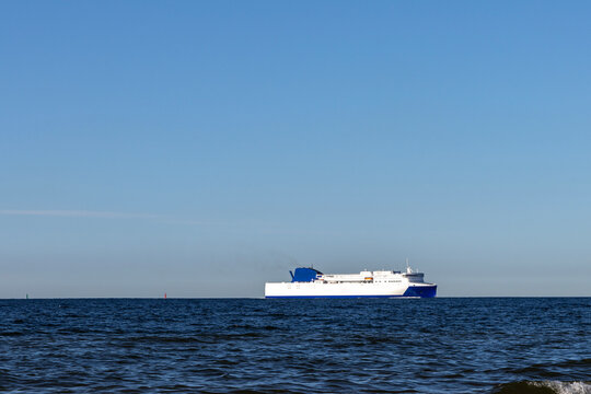 A ferry carrying vehicles across the Baltic Sea, Swinoujscie, Poland.