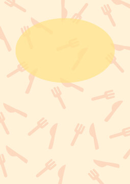 ベージュをバックにナイフとフォーク模様でそのまま表紙などに使用できる背景素材イラスト
