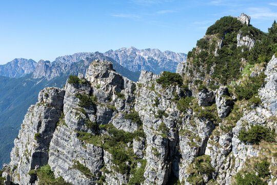 mountains of the Pasubio massif, path of 52 tunnels and memorial of the First World War