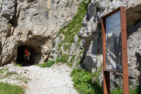 mountains of the Pasubio massif, path of 52 tunnels and memorial of the First World War