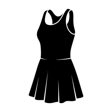 Vector illustration of a professional women's tennis dress with a pleated skirt and athletic racerback design, modern high-performance sportswear aesthetic for competitive play.