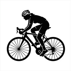 Fototapeta premium Vector illustration of a cyclist riding a bicycle on a clean white background, authentic cycling sports graphic for fitness, health, and outdoor activity concepts.