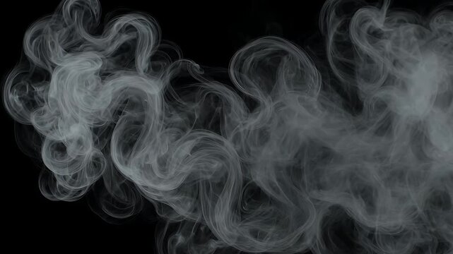 Floating White Smoke Swirls Over Black Background Video Element