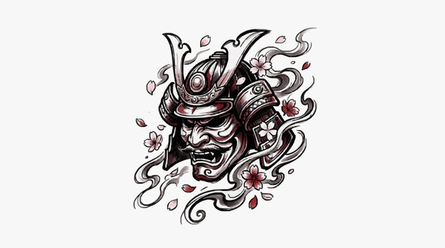 Intricate black and white floral tattoo design.
