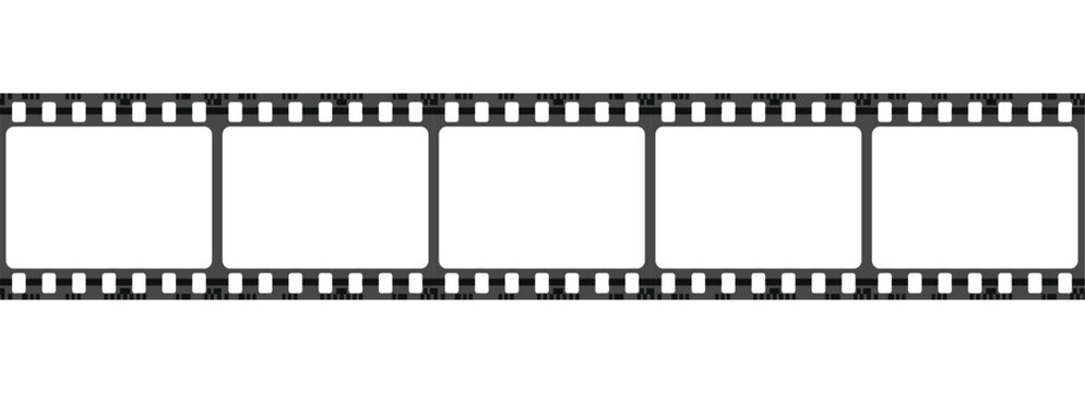 Classic cinema slide show negative tape reel frame design isolated element vector