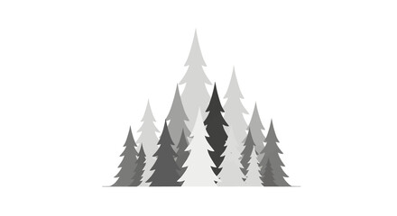 Obraz premium A cluster of stylized pine trees in various shades of grey, forming a forest-like graphic illustration.