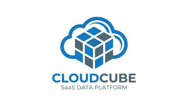 Cloud Cube SaaS Data Platform Logo Design.