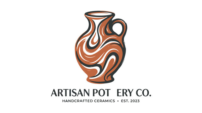 Handcrafted Artisan Pottery Company Logo Design.