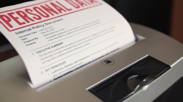 Personal data paperwork being destroyed for information safety