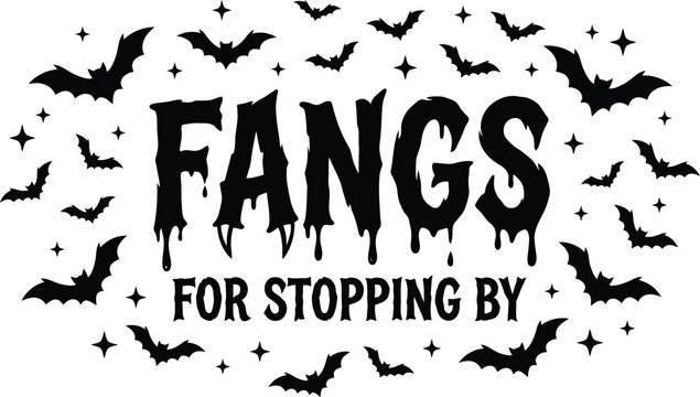 Fangs for stopping by a spooky helloween graphic with bats and stars