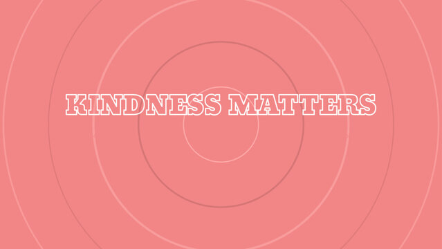 KINDNESS MATTERS masked text design featuring orbital concentric texture pattern and thick stroke mask