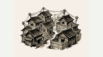 Intricate black and white line art of a castle. © Xutla