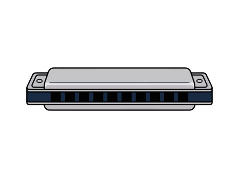 Harmonica Vector Illustration - ideal for music education, instrument icons, flat design graphics, and children's content