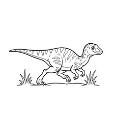 Fototapeta premium Running Dinosaur With Stripes on White Background
