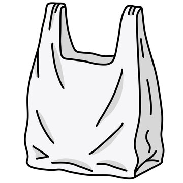 White plastic shopping bag grocery packaging cartoon vector element