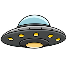 Classic flying saucer ufo spaceship alien technology cartoon vector © Seza
