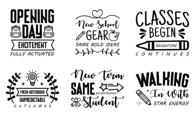 Fototapeta premium Back to School Student Typography T Shirt Design Vector Bundle Collection
